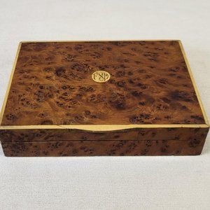 Italian Hardwood Trinket / Stash Box w Exotic Amboyna Burl & Satinwood Banding